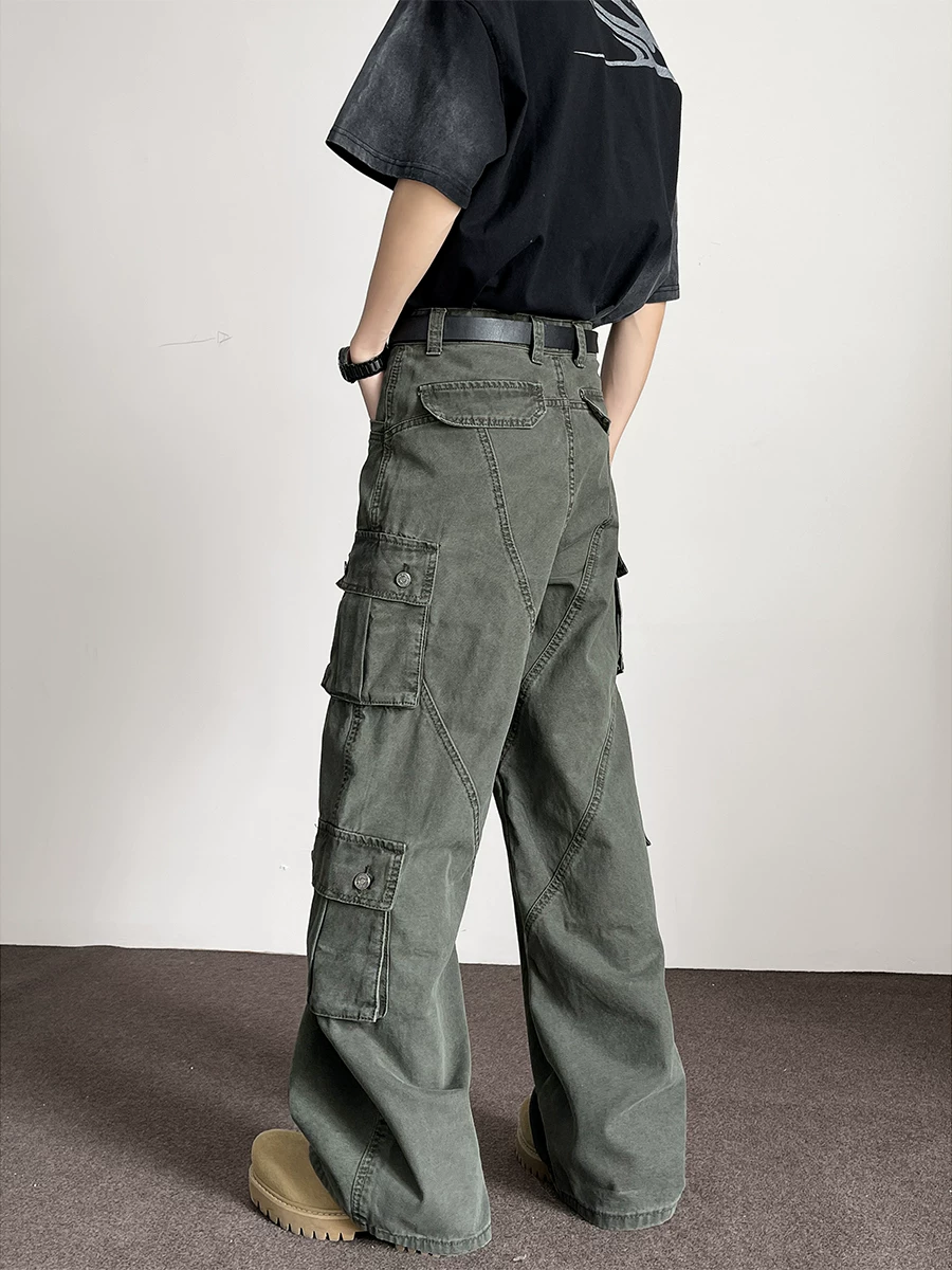 Quần jean nam phong cách đường phố Mỹ, nhiều túi, quần công sở ống thẳng, quần dài rộng ống suông mùa hè.