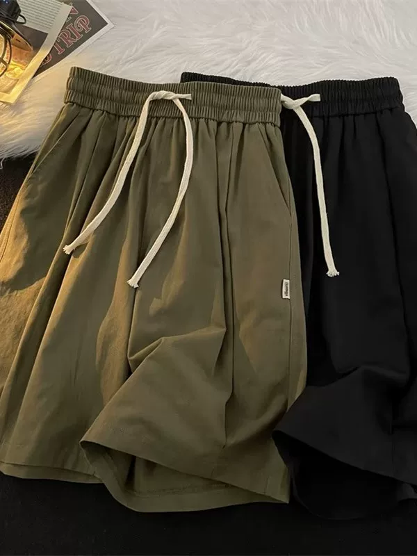 Quần short mỏng mùa hè phong cách Nhật Bản Quần nam thời trang Hồng Kông dành cho giới trẻ Quần short năm điểm rộng rãi hợp thời trang đa năng