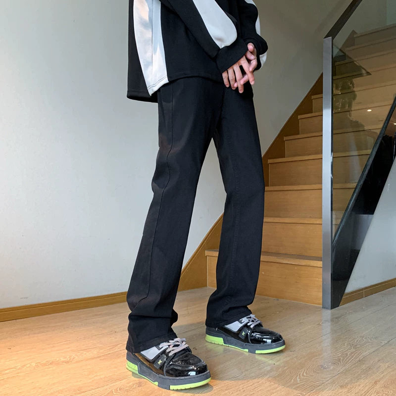 Quần jean đen cho nam, kiểu dáng mỏng mùa hè, phong cách đường phố Mỹ, quần học sinh, dáng rộng, đa năng, thương hiệu thời thượng, quần dài ống thẳng.