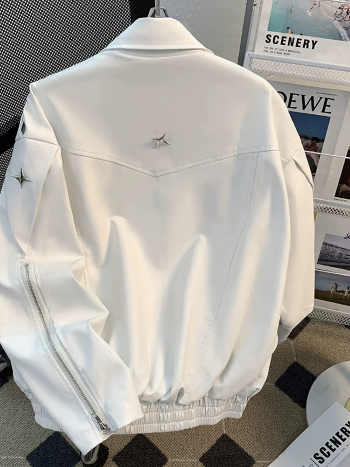 Áo khoác da nam phong cách Mỹ, thiết kế phá cách, kiểu dáng biker gọn gàng cho mùa xuân thu, áo khoác ngắn cá tính, thương hiệu thời thượng.