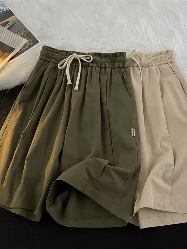 Quần short mỏng mùa hè phong cách Nhật Bản Quần nam thời trang Hồng Kông dành cho giới trẻ Quần short năm điểm rộng rãi hợp thời trang đa năng