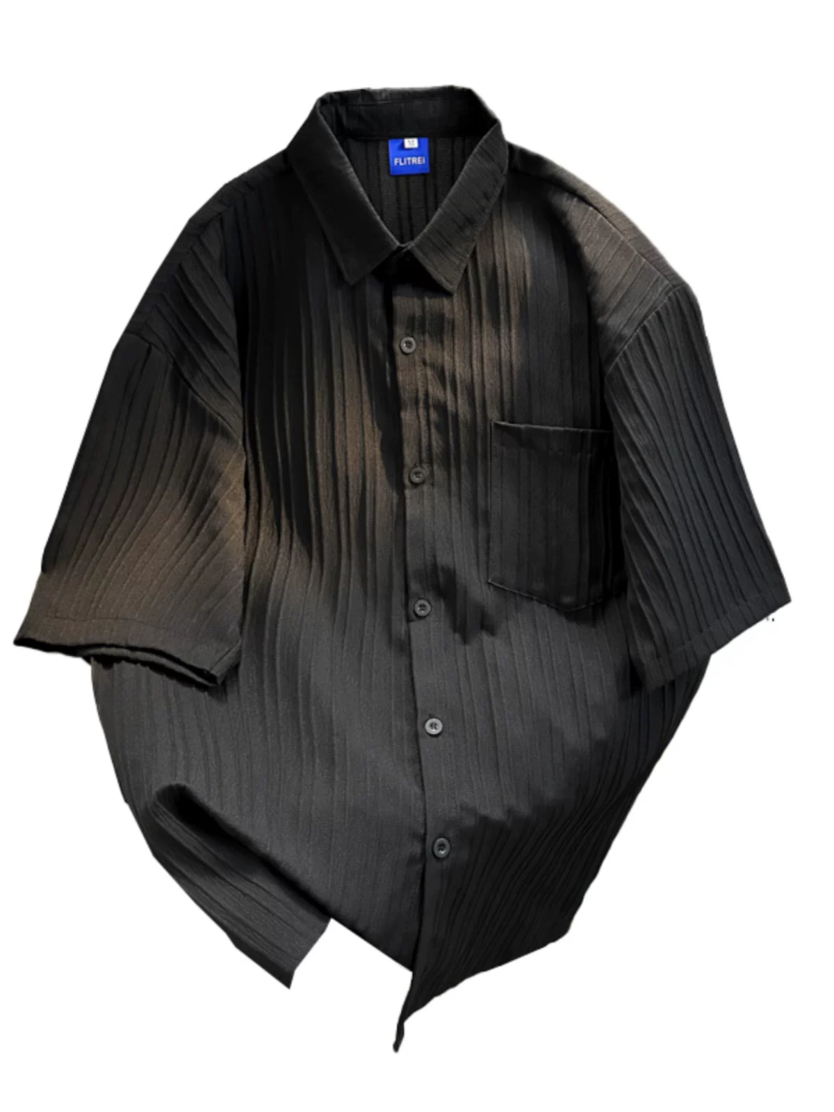 Áo sơ mi nam tay ngắn họa tiết sọc, áo sơ mi lụa băng phong cách lười biếng, áo kiểu Hàn Quốc rộng rãi, mát mẻ, hợp thời trang mùa hè