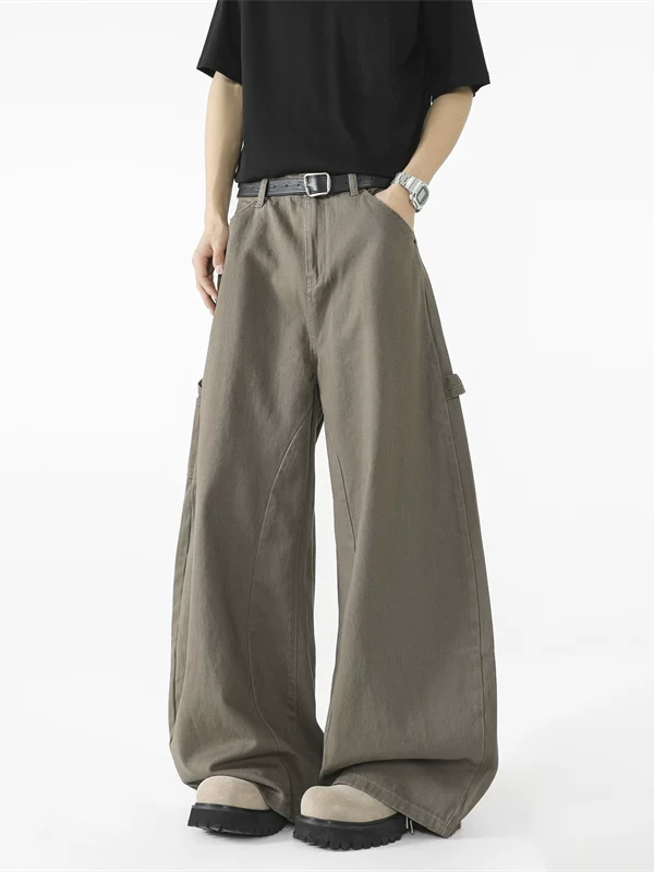 Quần jeans cleanfit scimitar mùa xuân thu dành cho nam, quần thiết kế retro kiểu Mỹ, quần công sở ống rộng thương hiệu thời thượng.