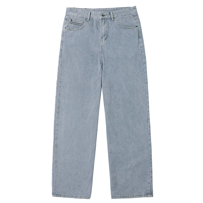 Quần jeans ống đứng dáng suông mùa thu cho nam, quần dài lưng cao rộng rãi đa năng hợp thời trang, quần ống rộng phong cách Hàn Quốc sành điệu.