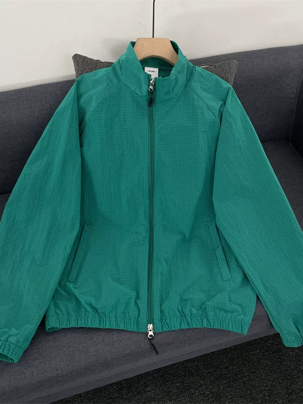 Quần áo chống nắng nhanh khô kiểu Nhật dành cho nam, áo khoác chống tia UV nhẹ cho mùa hè, áo khoác ngoài cổ đứng kiểu Mỹ.