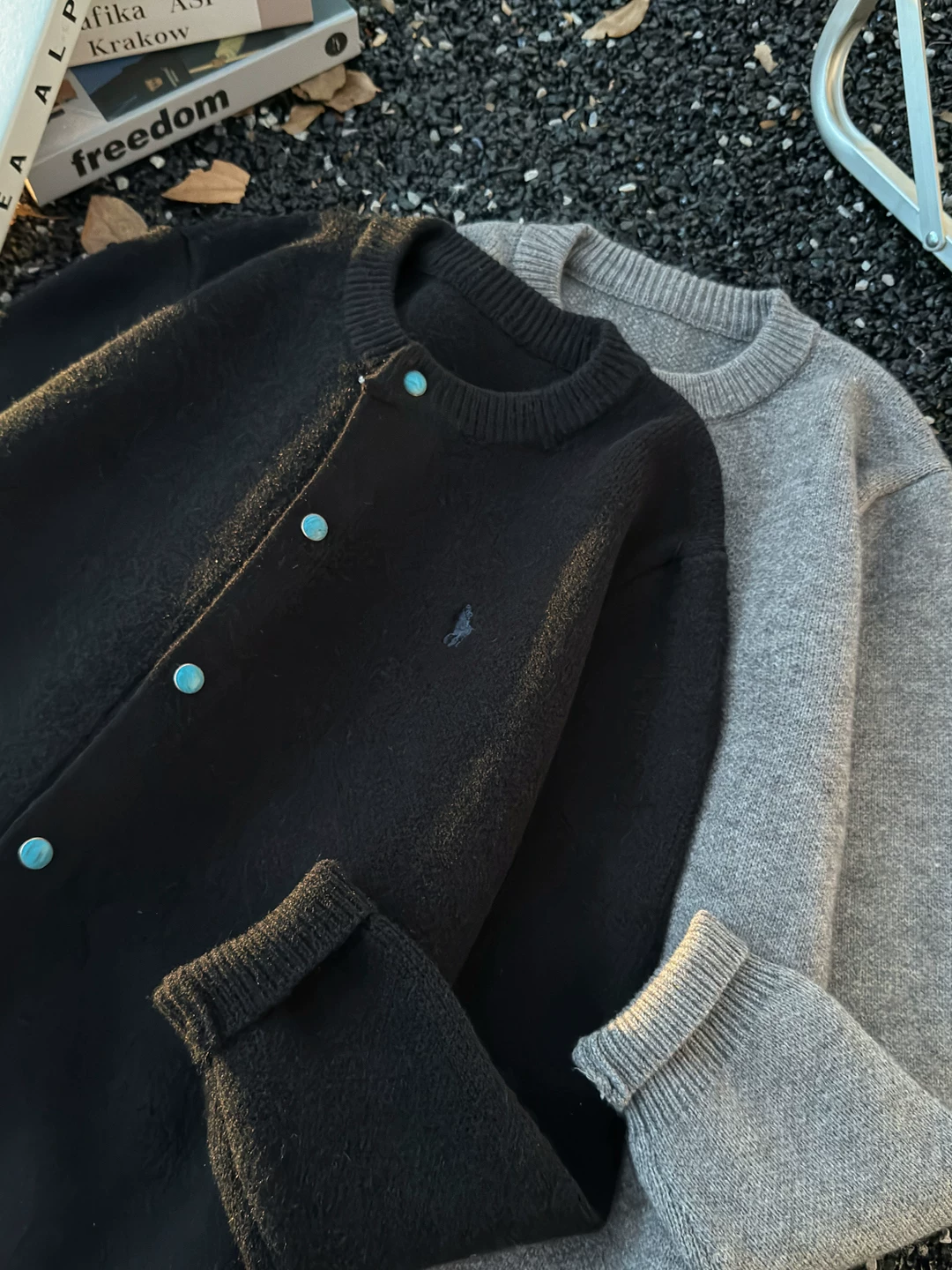 Áo len dệt kim thêu họa tiết retro Mỹ dành cho nam, thương hiệu thời trang thu đông, áo khoác cardigan dáng rộng phong cách lười biếng, áo len đôi.