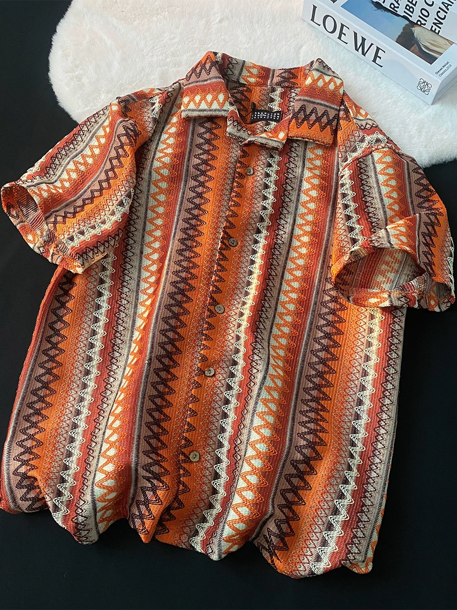 Áo sơ mi nam phong cách dân tộc cổ điển, tay ngắn, cao cấp, mát mẻ và sành điệu, áo sơ mi nửa tay mỏng, dáng rộng, hợp thời trang mùa hè.