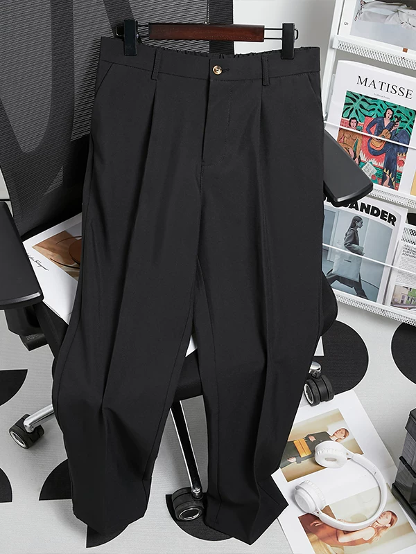 Quần âu nam mùa hè không cần là ủi, chất liệu mềm mại, kiểu dáng thời trang, thương hiệu nổi tiếng, dáng rộng, lưng thun bán phần, quần casual cao cấp, màu trơn, ống thẳng.