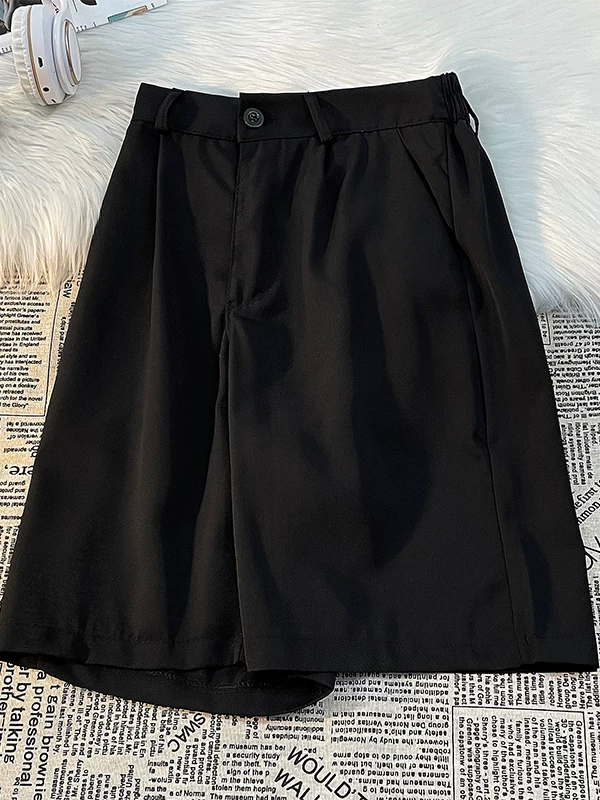 Quần short kiểu retro Nhật Bản dành cho nam, phong cách Hàn Quốc, vẻ ngoài cá tính và trưởng thành, quần năm phần dáng rộng thoải mái mùa hè.