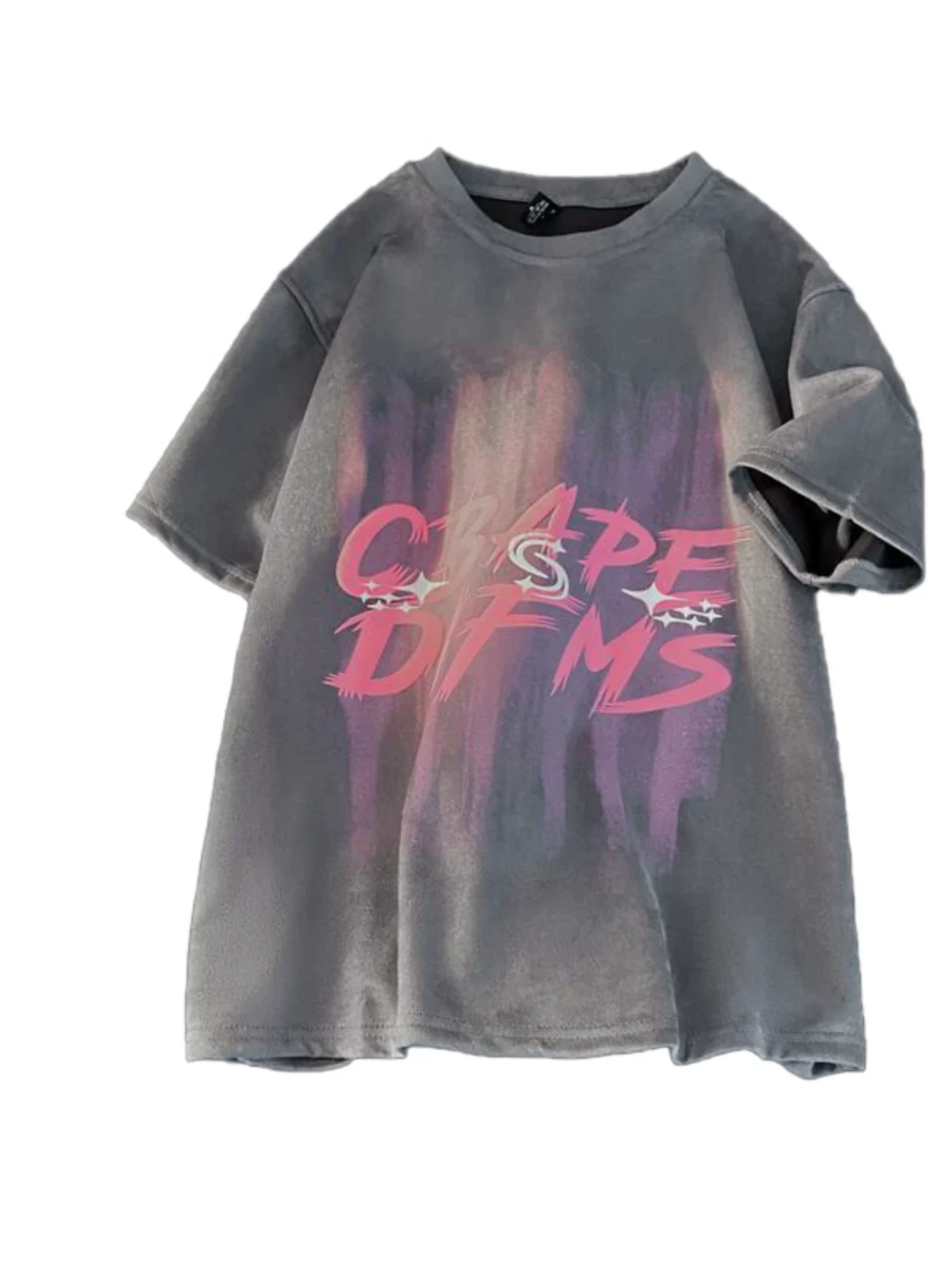 Áo thun ngắn tay in họa tiết graffiti cá tính dành cho nam, áo thun da lộn dày dặn dáng rộng, áo thun cặp đôi phong cách Mỹ thời thượng mùa hè.