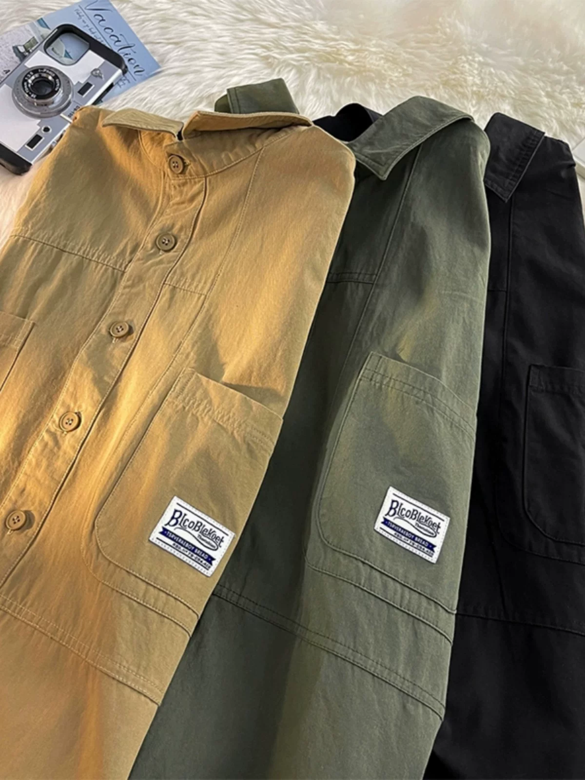 Áo sơ mi công sở phong cách retro Nhật Bản dành cho nam, tay dài, dáng rộng thoải mái, thương hiệu thời thượng, áo khoác học sinh đa năng cho mùa xuân và mùa thu.