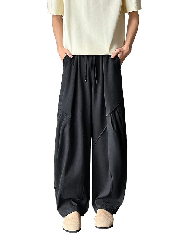 Quần nam thiết kế dáng độc đáo, quần công sở kiểu Mỹ thời thượng mùa xuân thu, quần dài ống rộng dáng cong thoải mái.