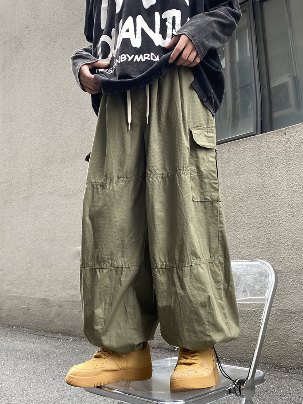 Quần công sở kiểu Nhật dành cho nam, quần ống rộng thoải mái hợp thời trang mùa hè, quần chức năng phong cách đường phố Mỹ.