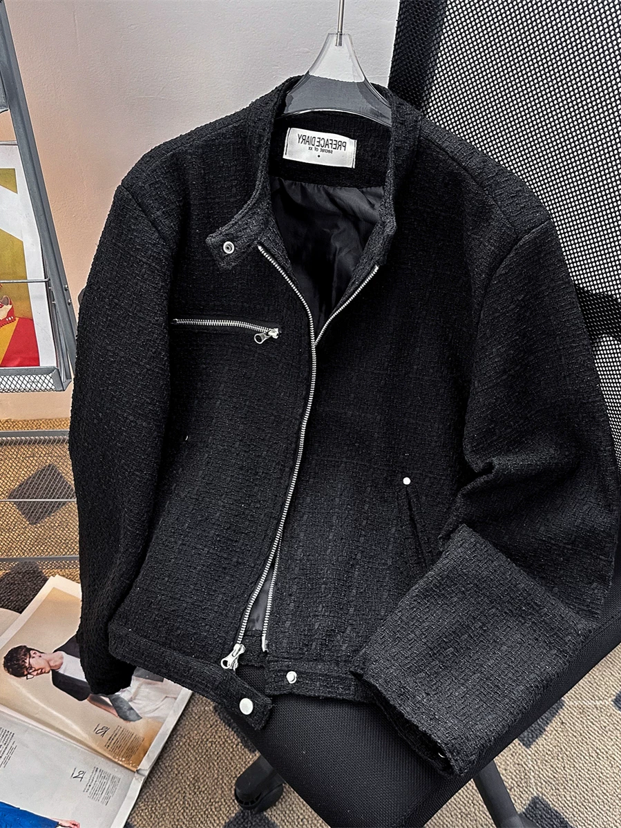 Áo khoác dệt kiểu Chanel dành cho nam, mùa xuân thu, cao cấp, sành điệu, áo khoác ngắn, áo khoác bóng chày kiểu Mỹ cleanfit.