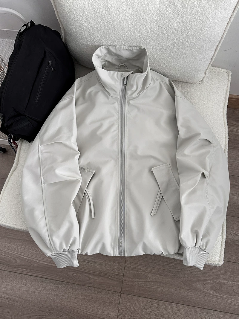 Áo khoác bóng chày cổ đứng phong cách retro Mỹ dành cho nam và nữ, áo khoác dáng rộng mặc thường ngày mùa xuân thu, thương hiệu thời thượng, phong cách và cảm giác cao cấp.