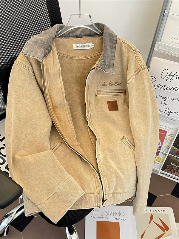 Áo khoác denim ngắn cho nam, kiểu dáng gọn gàng mùa xuân thu, áo khoác cổ điển phong cách Mỹ, áo khoác công sở thời trang, cá tính.