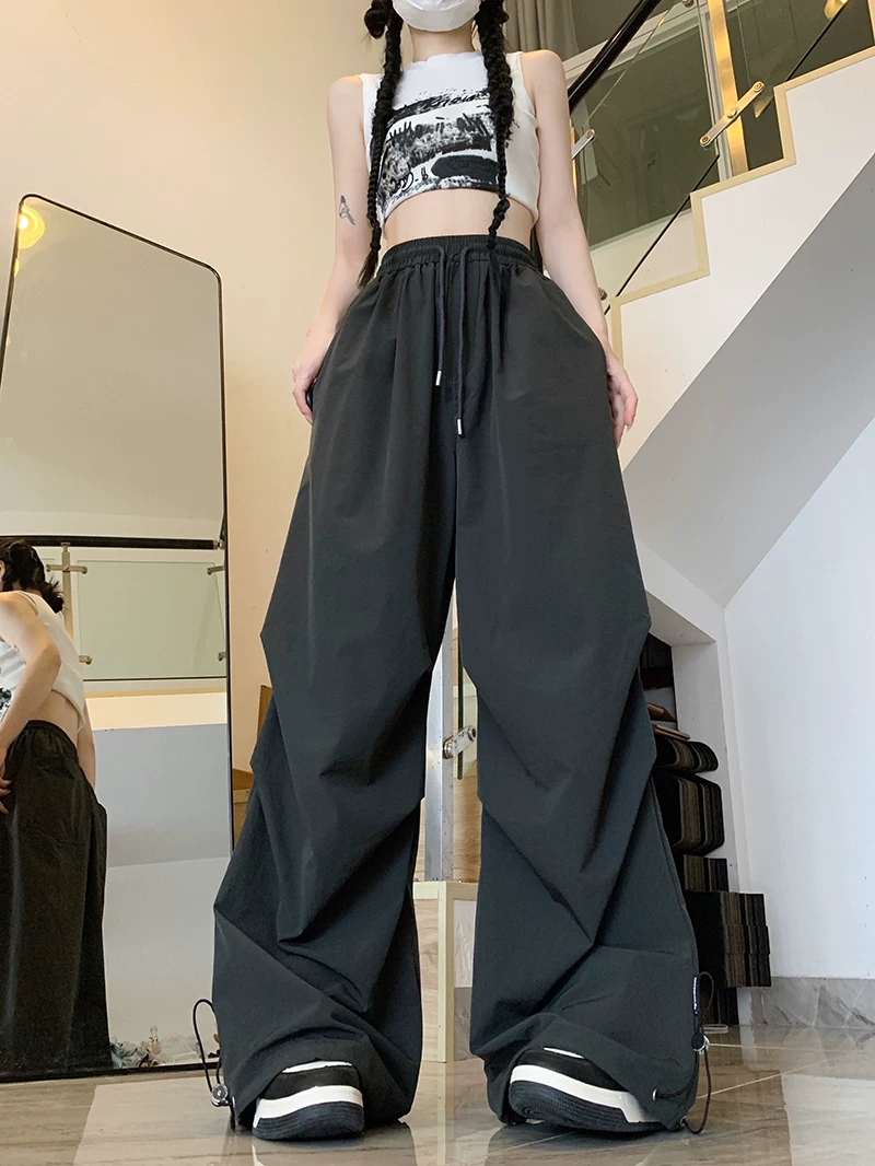 Quần cargo lính dù nhanh khô kiểu dáng thể thao dành cho nam và nữ, thiết kế thời thượng, quần dài thể thao phong cách Mỹ rộng rãi mùa hè.