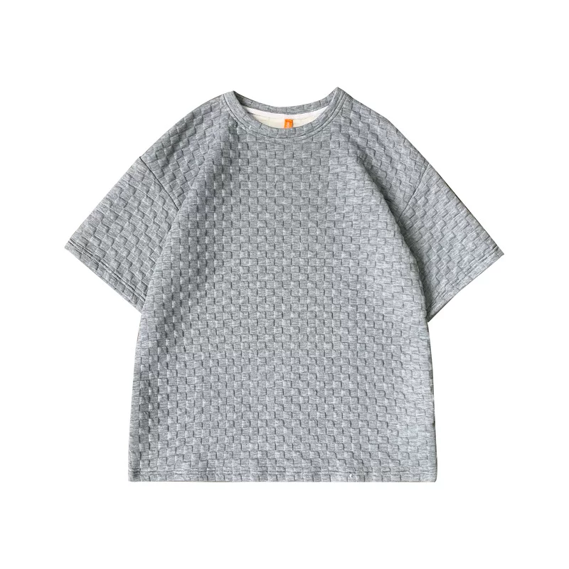 Áo thun Waffle nam tay ngắn mùa hè phong cách Hồng Kông áo thun dáng rộng phong cách Hàn Quốc hợp thời trang áo thun tay lửng đa năng