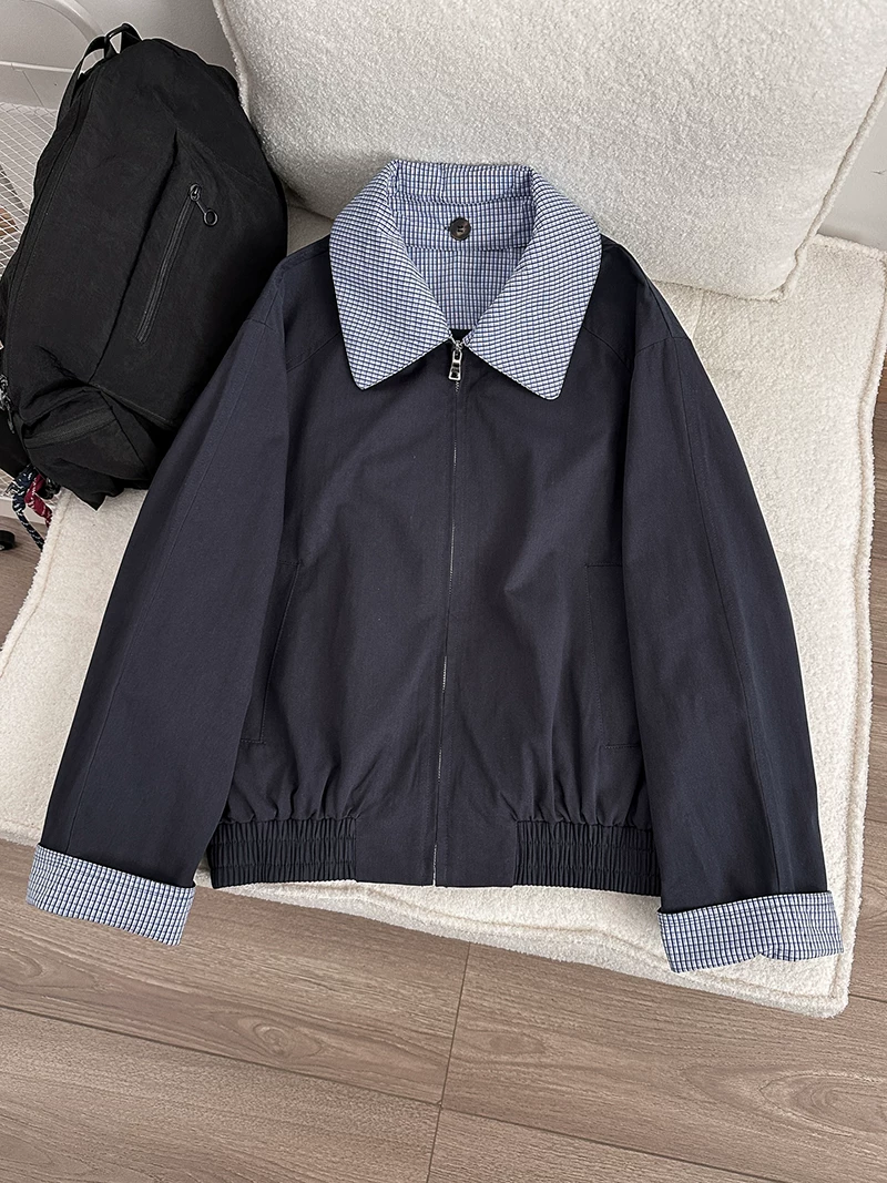 Áo khoác chắp vá giả hai mảnh dành cho nam và nữ, áo dáng rộng phong cách Mỹ mùa xuân thu, thương hiệu thời thượng, áo khoác công sở cao cấp, cá tính.