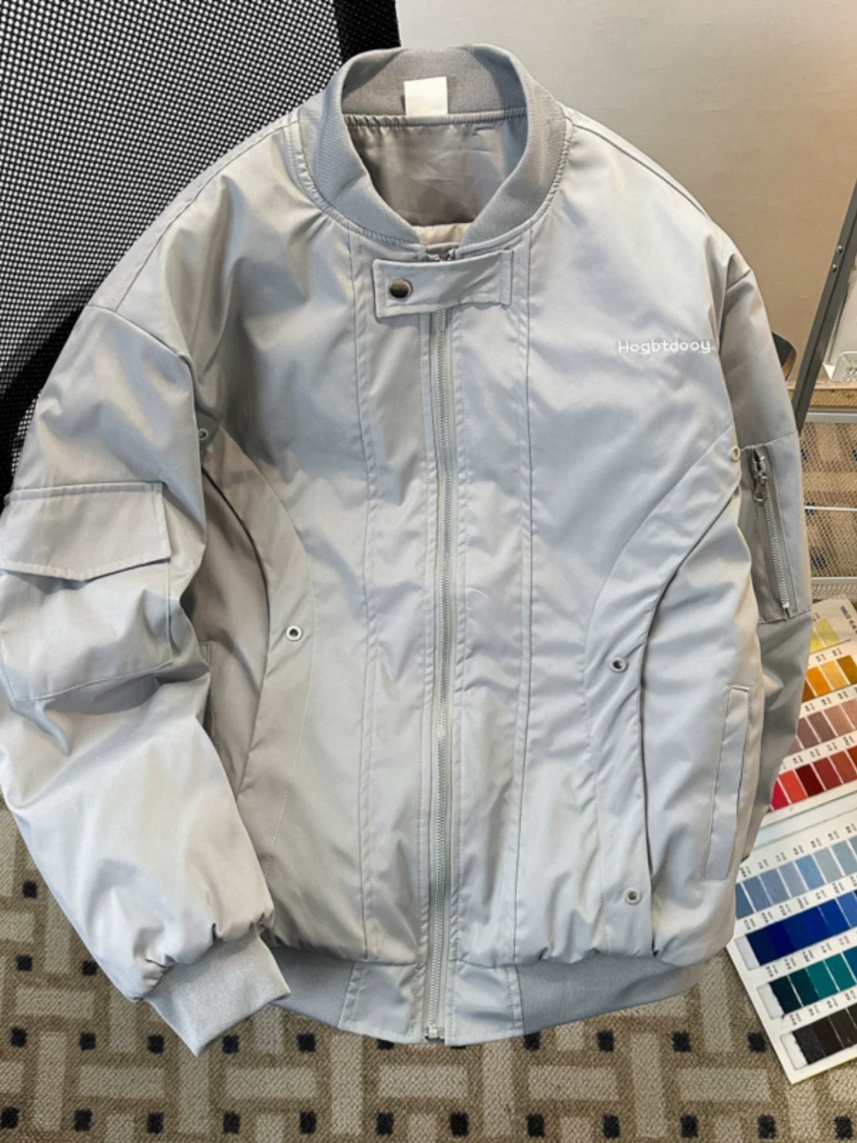 Áo khoác phi công kiểu Mỹ bằng cotton dành cho nam và nữ, áo khoác cotton cổ bóng chày dày dặn mùa đông, áo khoác ngoài độn bông dáng rộng phong cách retro hợp thời trang.