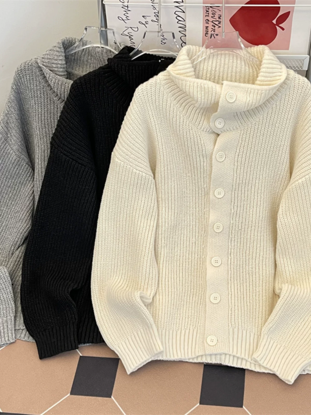 Áo len cardigan cleanfit mùa thu đông dành cho nam, áo dệt kim cao cấp hợp thời trang, áo khoác dáng rộng phong cách lười biếng kiểu Mỹ.