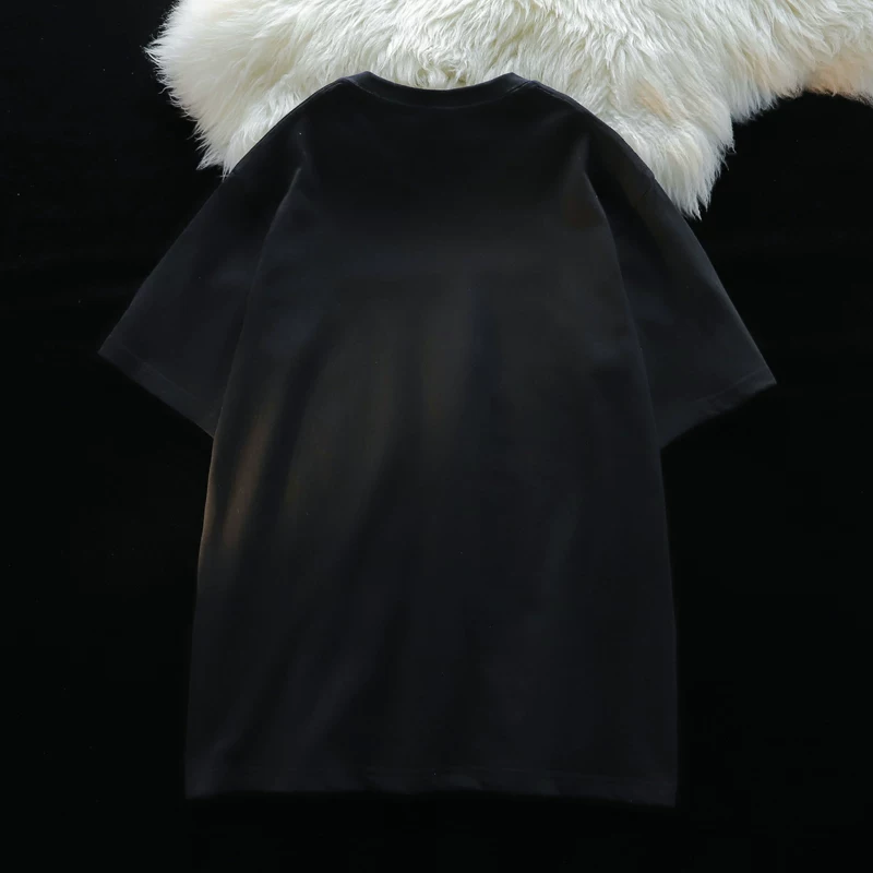 Áo thun ngắn tay cotton nguyên chất mùa hè dành cho nam, áo in họa tiết dáng rộng hợp thời trang phong cách Hồng Kông, áo thun nửa tay đa năng dành cho cặp đôi sinh viên