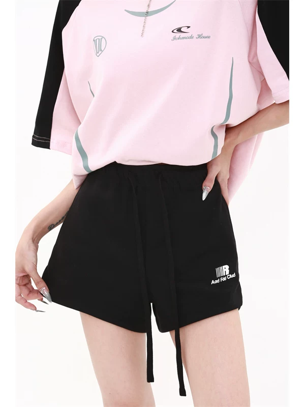 Quần short thể thao in chữ cho nam và nữ, quần ống rộng dáng suông hợp thời trang mùa hè, quần short thể thao chạy bộ phong cách đường phố cao cấp của Mỹ.
