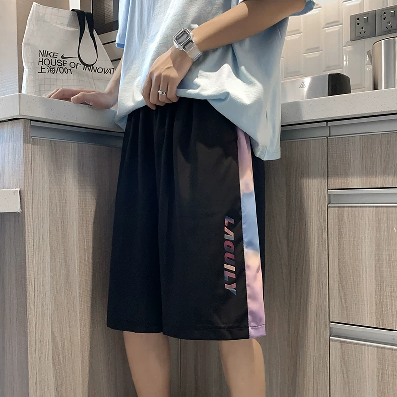 Quần short nam phối màu gradient, kiểu dáng Hàn Quốc, thời trang, thể thao, năng động, ống đứng, rộng rãi, mùa hè, 5 phần.