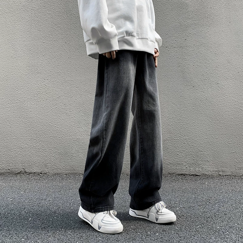 Quần jeans nam kiểu gradient, mùa xuân, dáng rộng, phong cách đường phố, thương hiệu thời thượng, quần ống rộng suông.