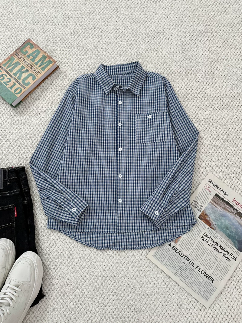 Áo sơ mi dài tay kẻ sọc kiểu Mỹ dành cho nam, áo khoác ngoài mùa xuân thu có ve áo, áo sơ mi và áo khoác cao cấp dáng rộng, thương hiệu thời thượng