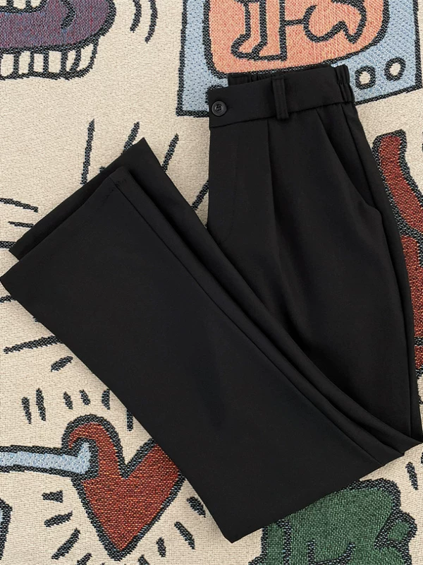 Quần tây ống loe thời thượng dành cho nam, quần ống đứng dáng rộng phong cách Mỹ mùa hè, quần dài retro đa năng, mát mẻ.