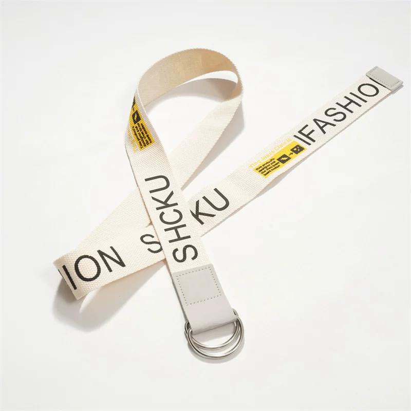 Thắt lưng in họa tiết đường phố kiểu Mỹ, thắt lưng khóa đôi đa năng unisex, thắt lưng vải dệt cá tính, hợp thời trang trên Instagram.