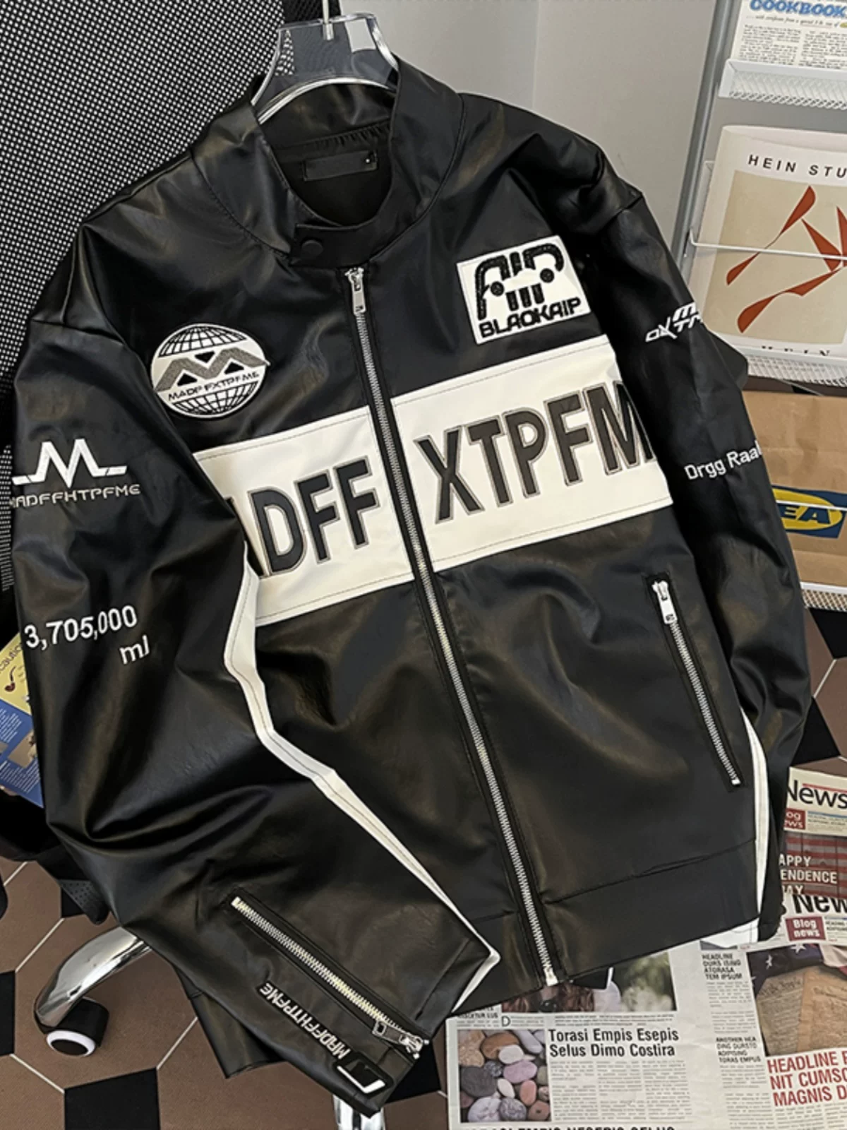 Áo khoác bóng chày da PU thêu kiểu Mỹ, dáng rộng cho nam, mùa xuân thu, thương hiệu thời thượng, áo khoác cặp đôi cá tính.