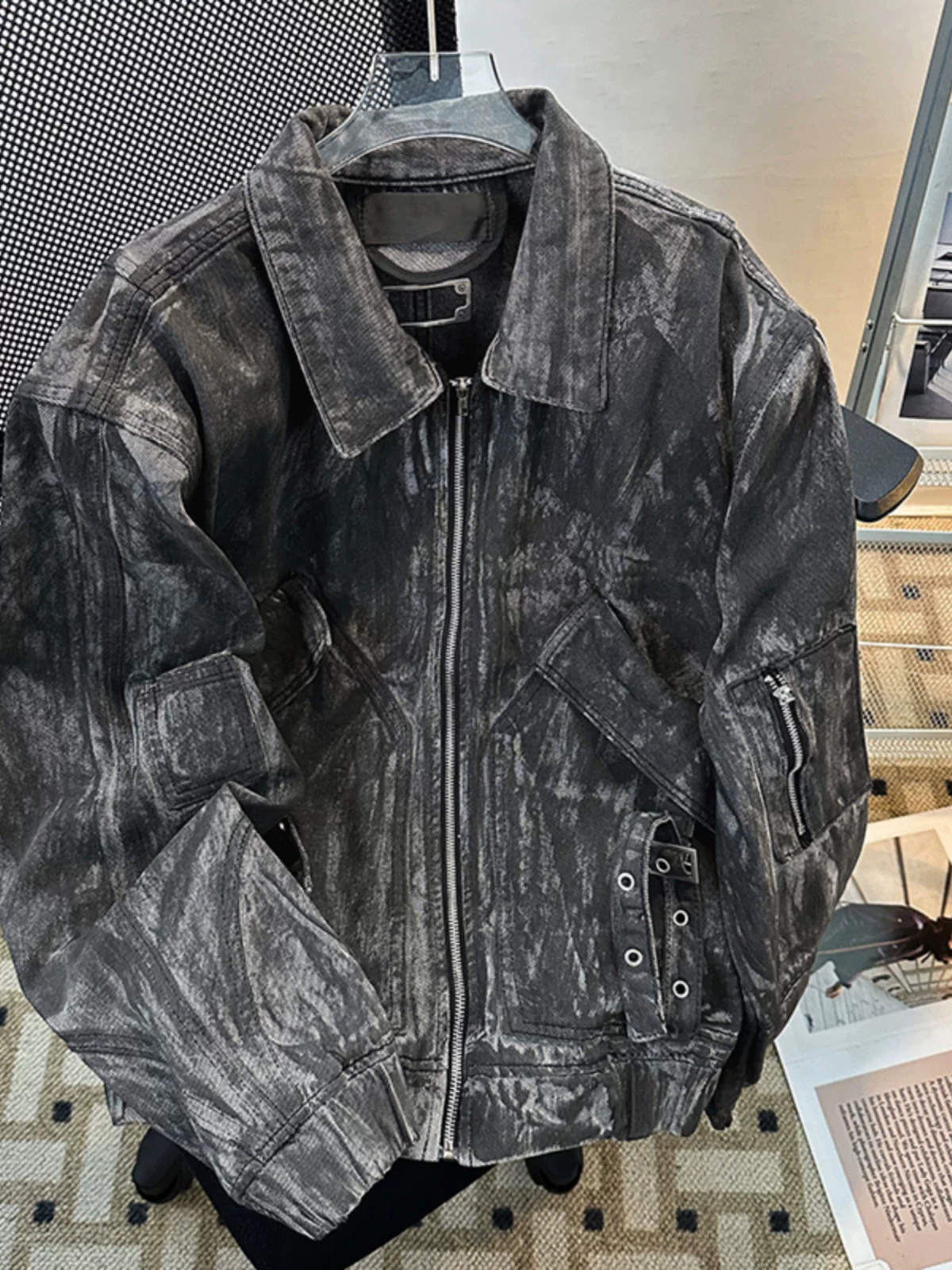 Áo khoác denim ngắn kiểu dáng bụi bặm dành cho nam, thương hiệu thời trang xuân thu, áo khoác công sở cao cấp kiểu Mỹ rộng rãi, cá tính và sành điệu.