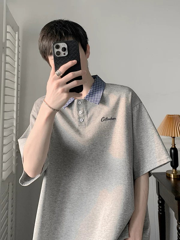 Áo polo nam tay ngắn kiểu Mỹ, áo thun nửa tay phối màu mùa hè, áo đôi cao cấp thời thượng