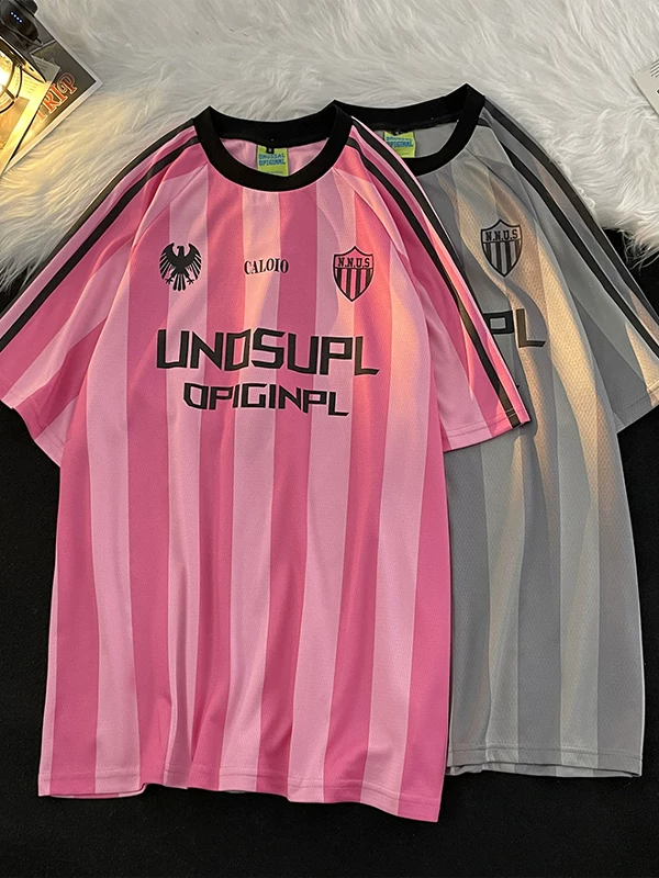 Áo thun ngắn tay kiểu Mỹ dành cho cặp đôi, thương hiệu thời trang, chất liệu vải lưới lụa băng mùa hè, kiểu dáng rộng rãi, thể thao, nhanh khô, dành cho nam.