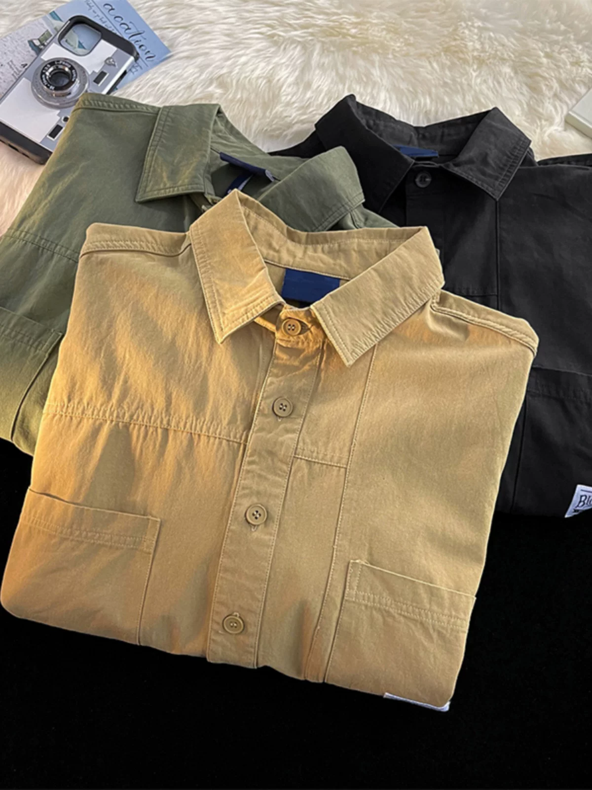 Áo sơ mi công sở phong cách retro Nhật Bản dành cho nam, tay dài, dáng rộng thoải mái, thương hiệu thời thượng, áo khoác học sinh đa năng cho mùa xuân và mùa thu.