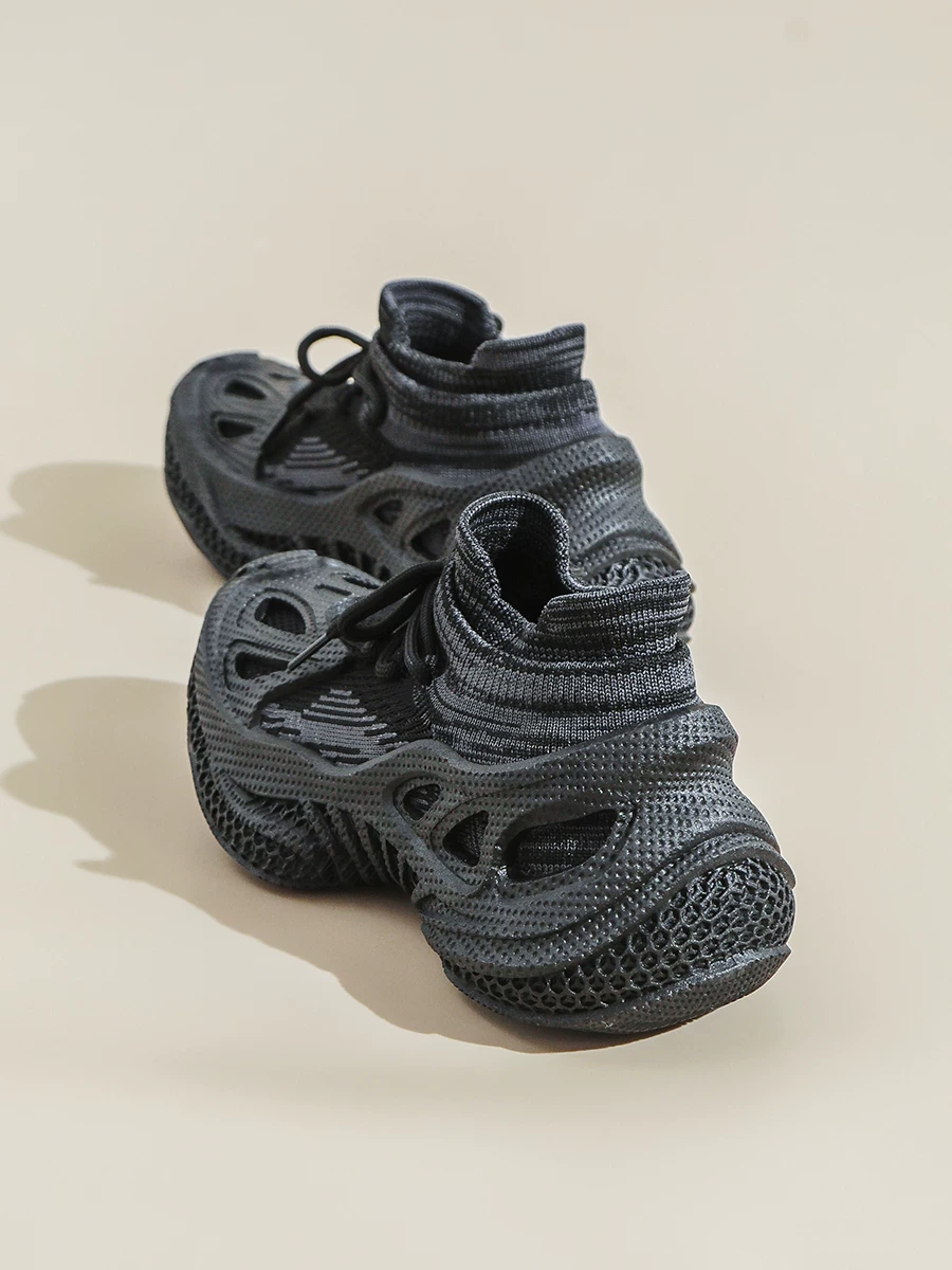 Giày tất dệt kim dành cho nữ, giày bố đế dày tăng chiều cao, giày thể thao Yeezy nhẹ thoáng khí mới mùa thu 2026.