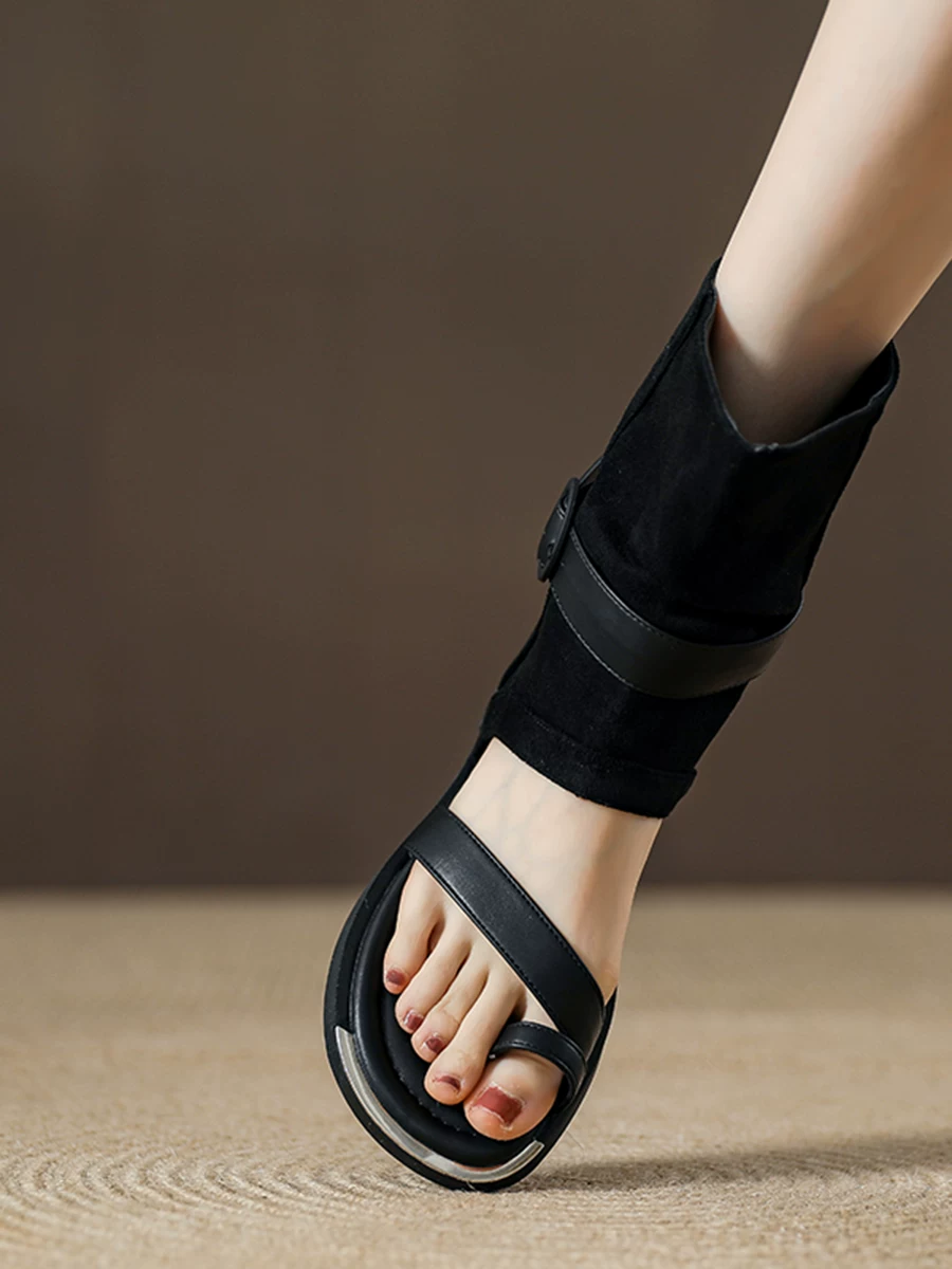 Giày sandal cao cổ thời trang nữ thiết kế cut-out, bốt kiểu La Mã, phong cách mới mùa hè 2026, bốt bootcut, bốt ngắn cao bồi miền Tây.