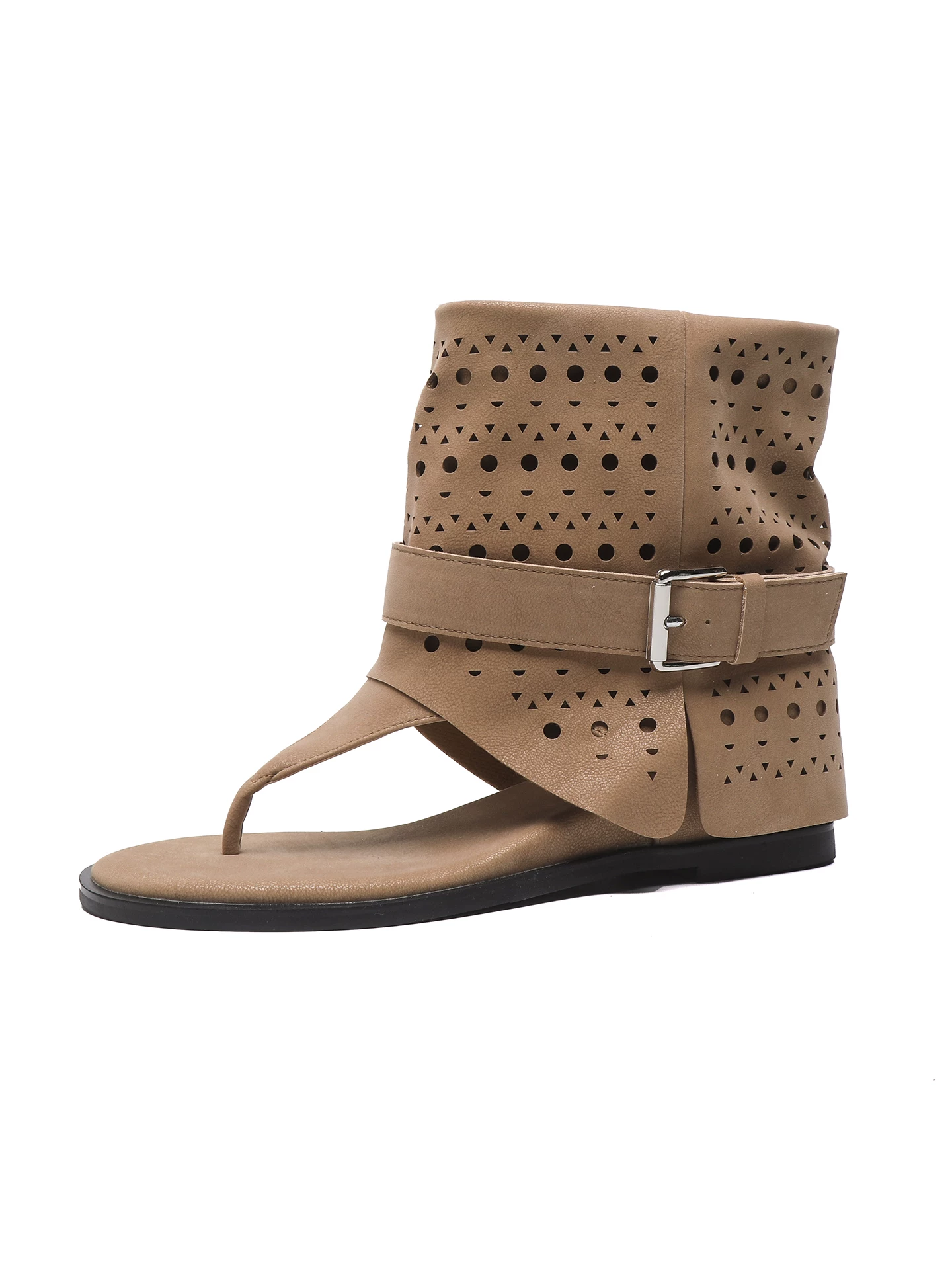 Giày sandal nữ tăng chiều cao bên trong, kiểu thong-toe, gót wedge, bốt ngắn thoáng khí mùa hè 2026, sandal La Mã khoét lỗ.