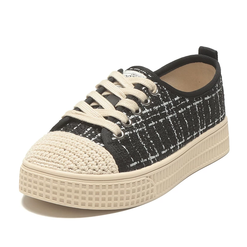 Giày espadrille cói kiểu Chanel dành cho nữ, giày bệt đa năng, giày vải đế thấp thoáng khí mới mùa xuân/hè 2025.