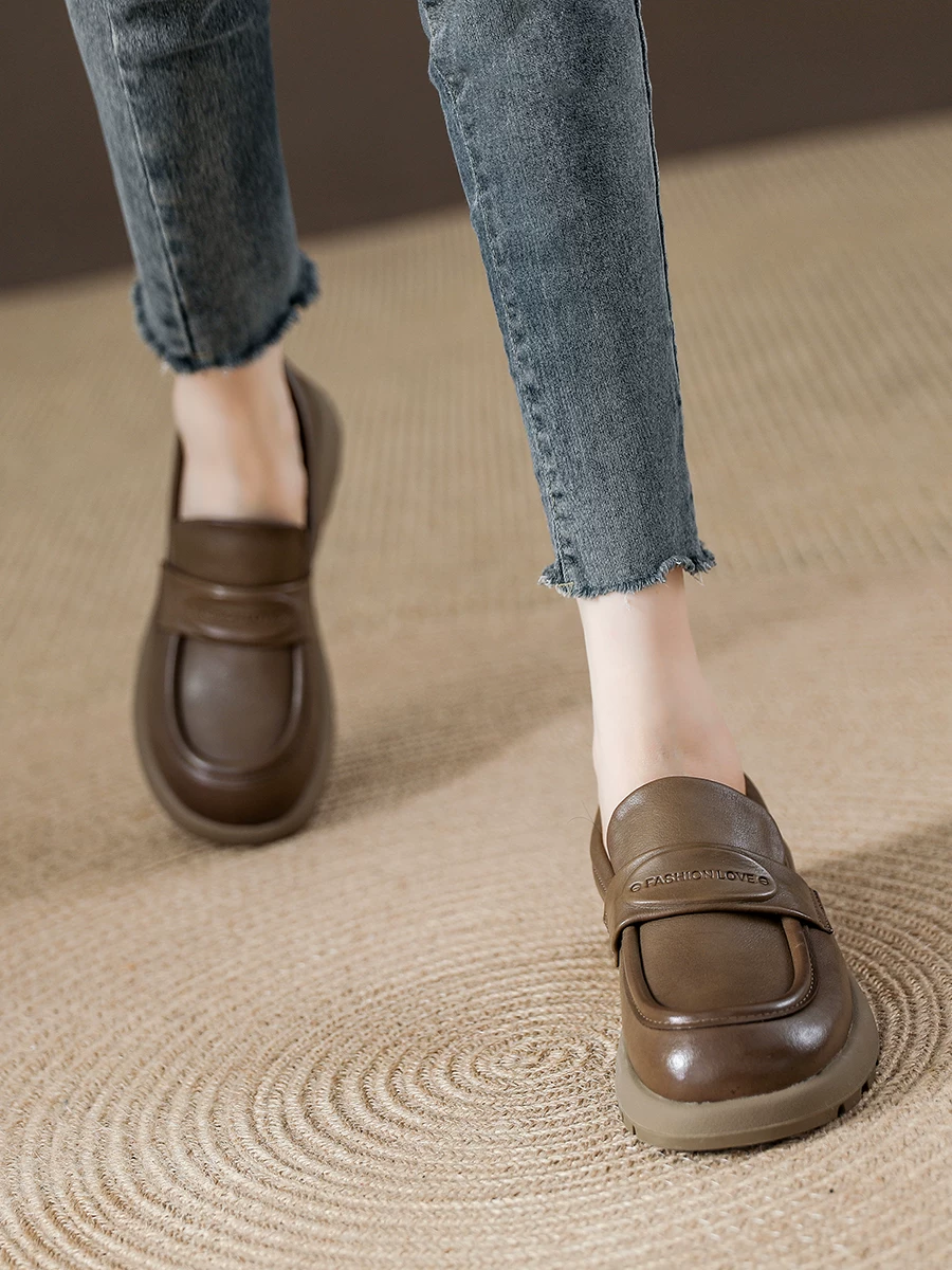 Giày lười nữ, giày da nhỏ đế dày phong cách retro Anh quốc, giày lười kiểu mới mùa xuân 2026