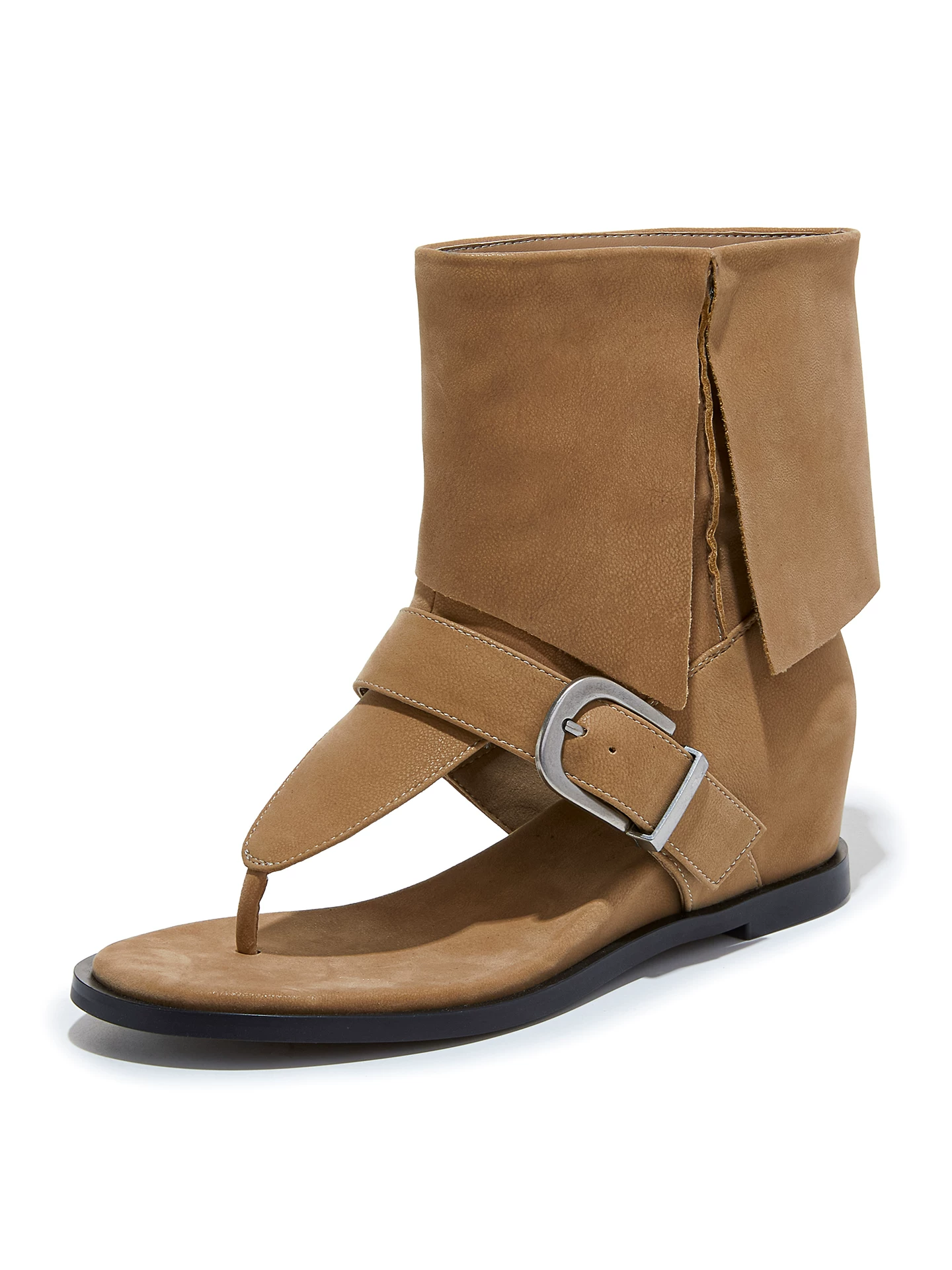 Giày sandal nữ đế xuồng hở mũi, kiểu boot ngắn, tăng chiều cao ẩn, phong cách La Mã phương Tây mới mùa hè 2026.