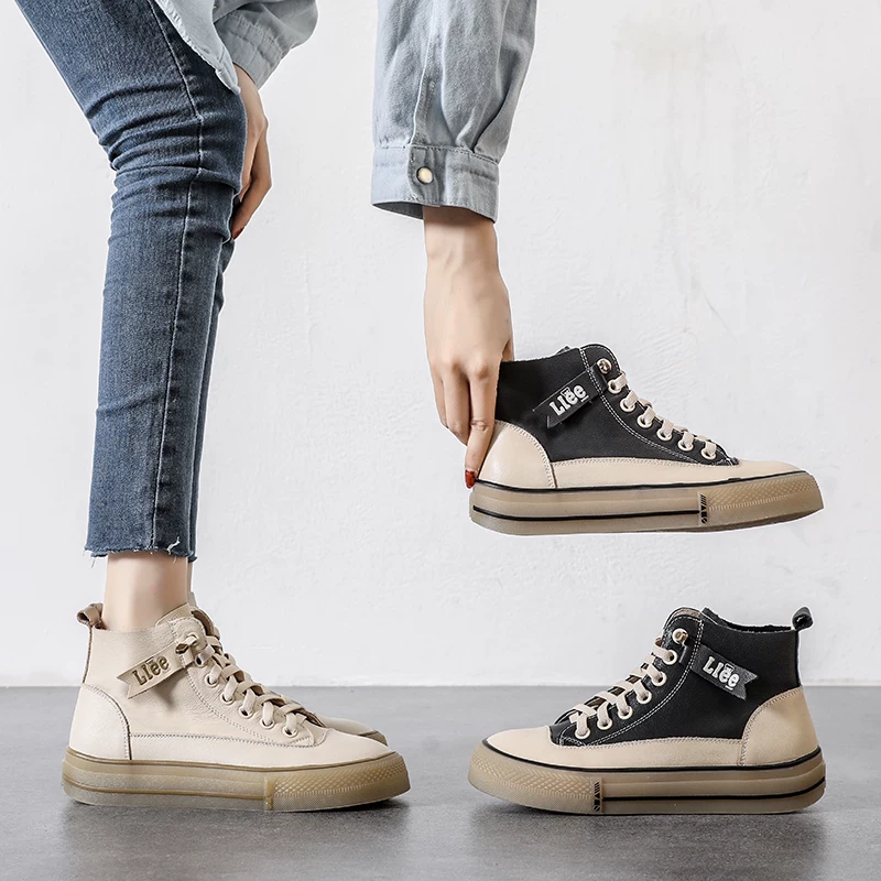 Giày bốt ngắn da bò retro nữ kiểu mới xuân 2026, chất liệu da thật, cổ cao, đế cao su mềm, phong cách casual, kiểu Martin.