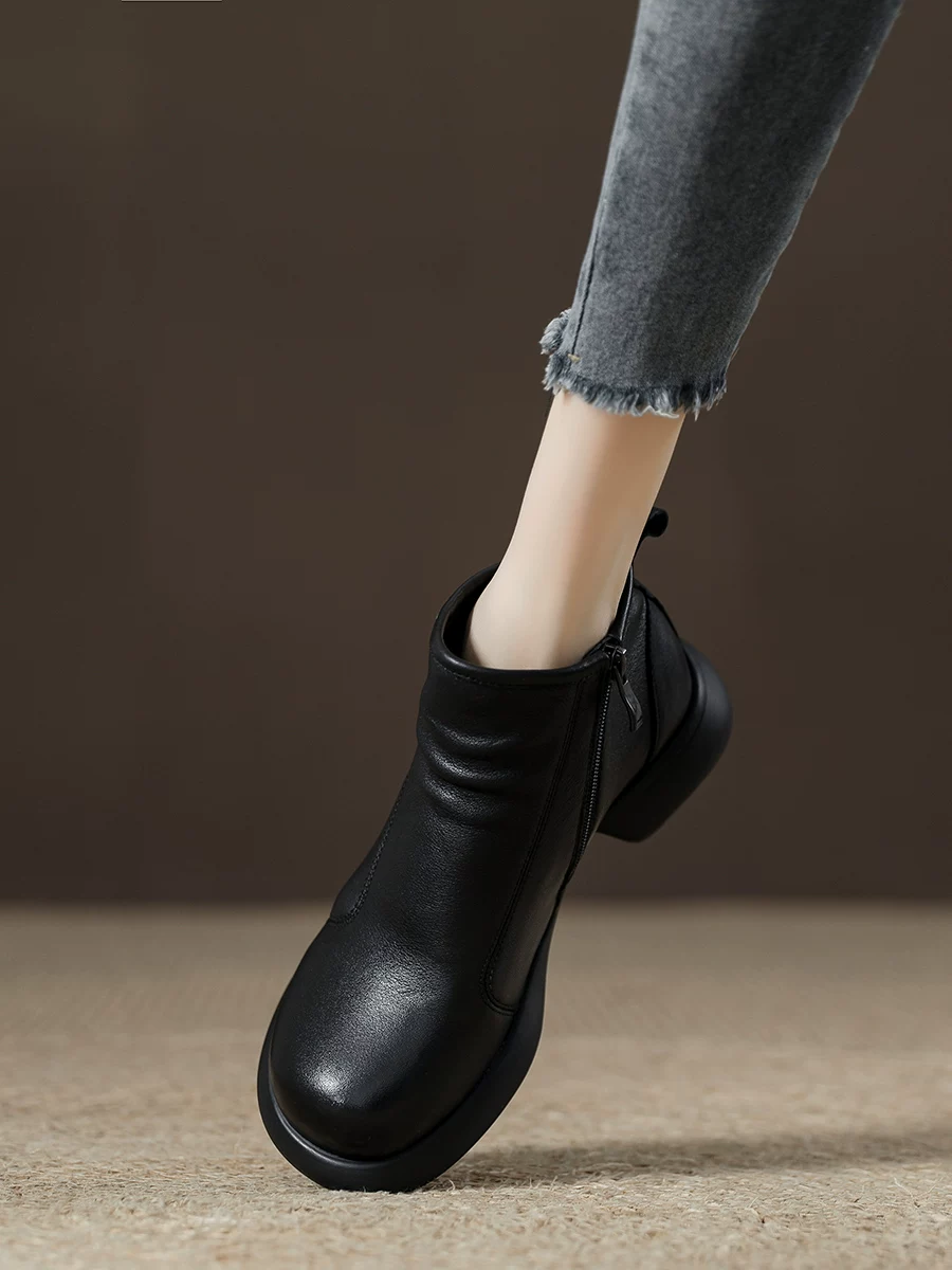 Giày Martin nữ, da thật, kiểu cổ điển, boots ngắn, mẫu mới thu đông 2025, boots ngắn và boots cổ thấp, boots Chelsea phong cách Anh.