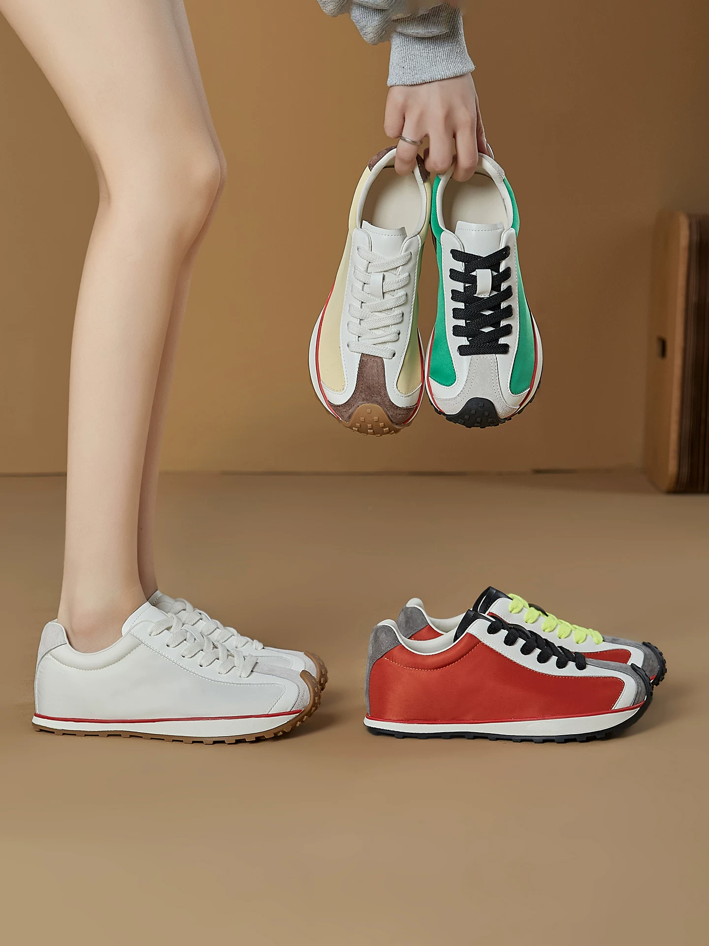 Giày Gump retro phối màu dành cho nữ, giày tập luyện Đức đế dày tăng chiều cao, giày thể thao thời trang nhẹ thoáng khí mùa hè 2026 mới.