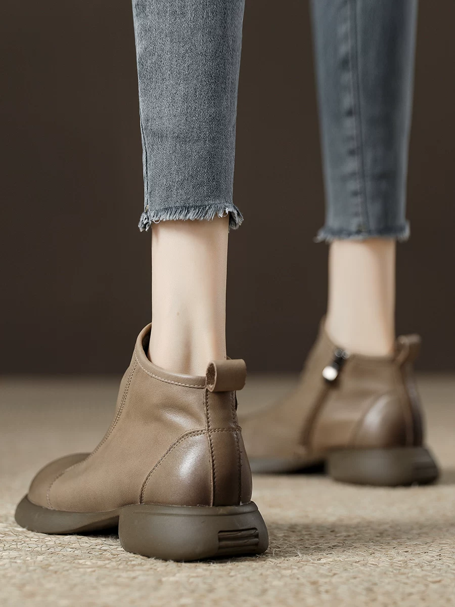 Giày Martin nữ, da thật, kiểu cổ điển, boots ngắn, mẫu mới thu đông 2025, boots ngắn và boots cổ thấp, boots Chelsea phong cách Anh.