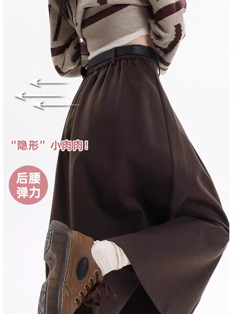 Váy xếp ly đen La Chapelle dành cho nữ, kiểu mới thu đông 2025, dáng chữ A cao eo, dài trung bình, dành cho người nhỏ nhắn.