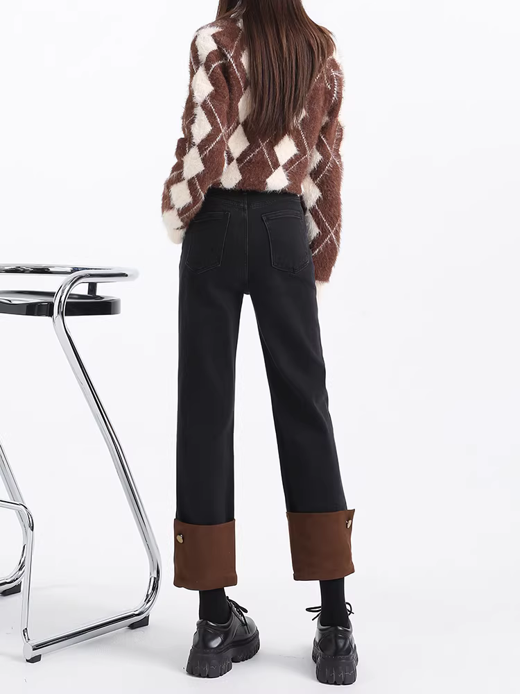 Quần jean đen dáng ôm La Chapelle dành cho nữ, mẫu mới thu đông 2025, cạp cao, tôn dáng, kiểu dáng thuốc lá, size nhỏ nhắn