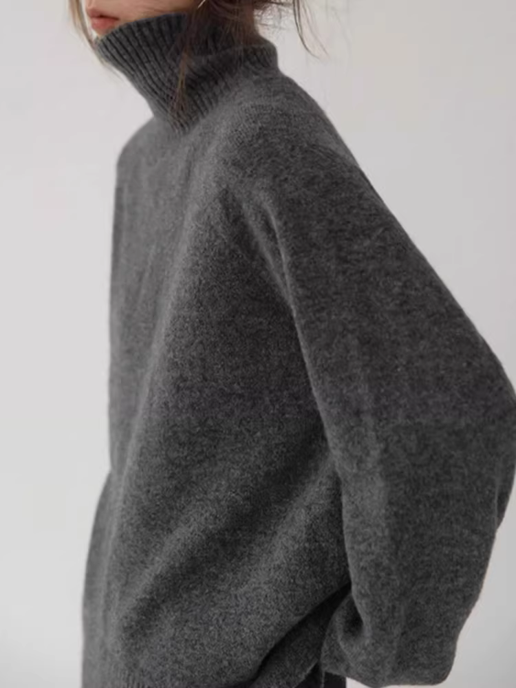 Áo len cổ lọ đen La Chapelle dành cho nữ, kiểu mới thu đông 2025, kiểu dáng năng động, áo lót mặc trong.